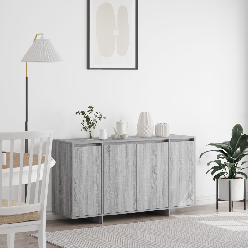 Grau Sideboard Graues Sonoma Holzwerkstoff 135 x 41 x 75 cm