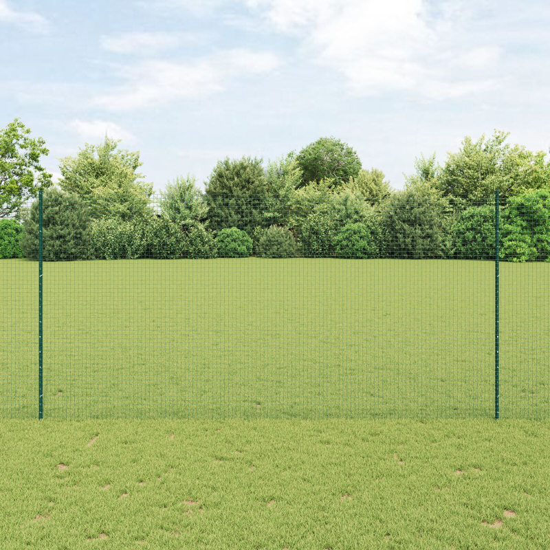 Schweißdrahtzaun mit 5 U-Posten Grün 1,6 x 10 m Stahl