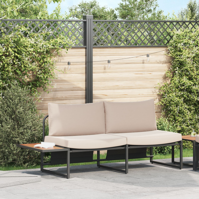 2-Sitzer Garten-Sofa mit Taupe-Kissen