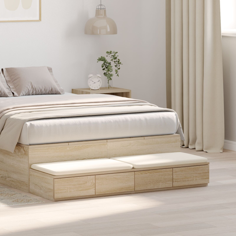 Bett Schubladen Sonoma Eiche 120x36.5x16.5 cm Holzwerkstoff