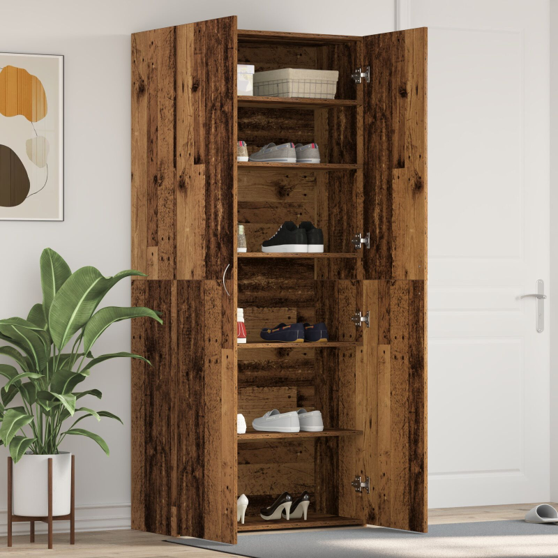 Schuhschrank Altholz 80x35,5x180 cm Ingenieurholz