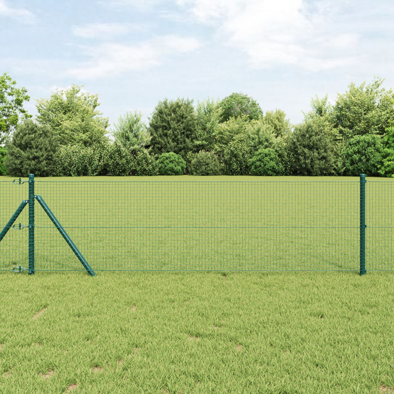 Grünes PVC-beschichtetes Zaunpfosten-Set 2er Set 25 x 0,5 m