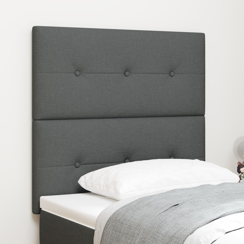 Kopfteil mit Knopfheftung Dunkelgrau 90 cm Stoff