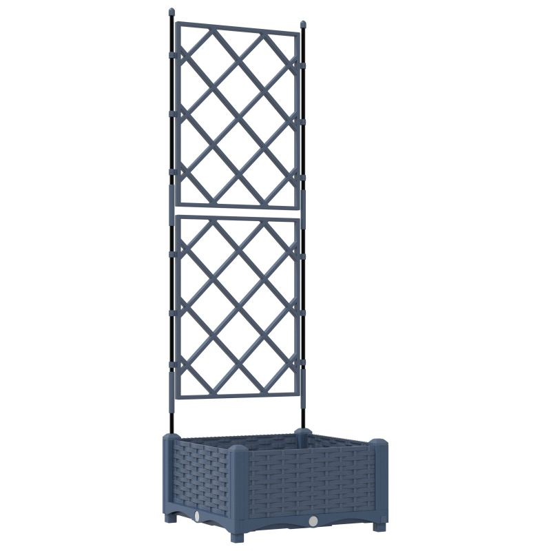 Gartenpflanzer mit Gitter Grau 40x40x125,5 cm