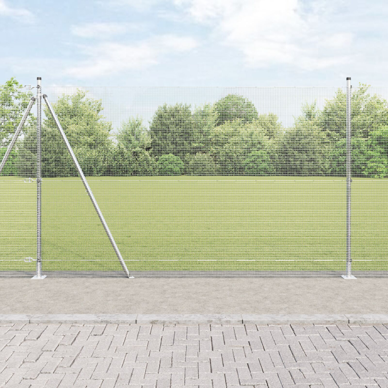 Geschweißter Drahtzaun mit 7 Flanschpfosten 1,6x10 m Verzinkter Stahl