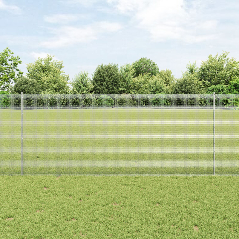 Schweißdrahtzaun mit 22 U-Posts Silber 1x25 m Stahl