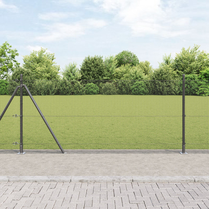 Graues Zaunpfosten-Set Set aus 2 Grau Metall, PVC 10 x 1 m