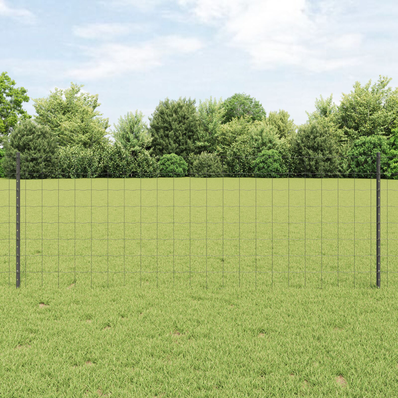 Gartenzaun-Set Set von 2 Grau Pulverbeschichteter Stahl Langlebig