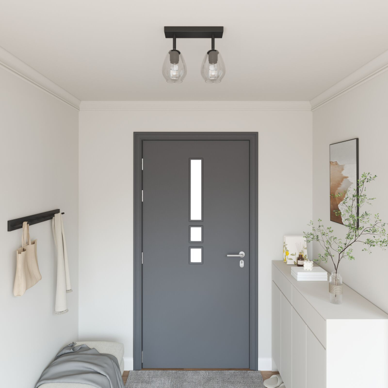 Deckenleuchten mit verstellbarem Glas-Schirm Anthrazit E27