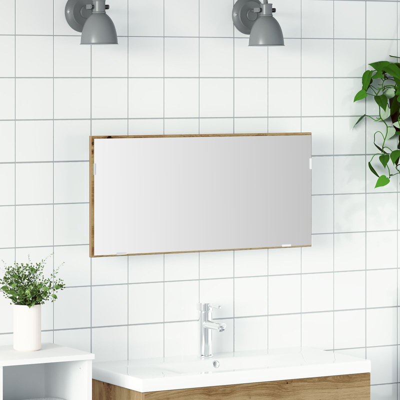 Badezimmer Spiegelschrank mit LED Licht Handwerks Eiche 80x37 cm