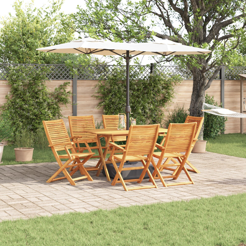 7-teiliges Garten-Esszimmer-Set aus massivem Akazienholz