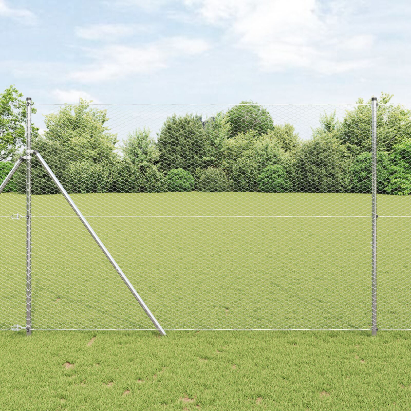 Zaun Set 2er Set Feuerverzinkter Stahl 25 x 1,5 m Langlebig