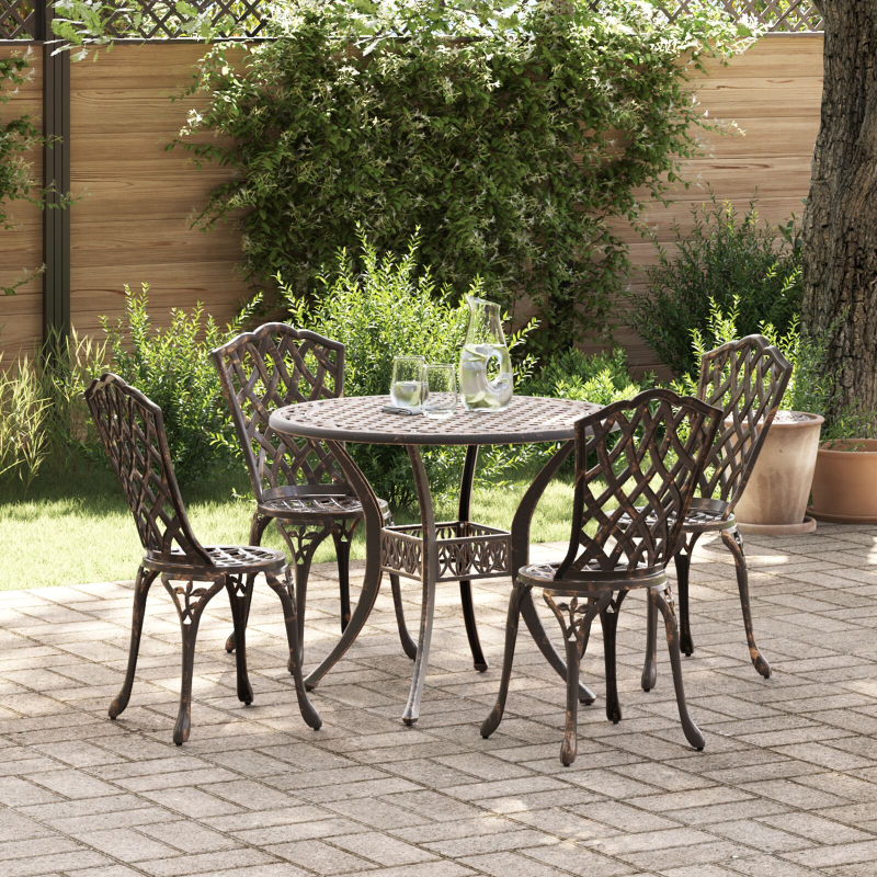 5-teilige Garten-Diningset - Bronze Gusseisen