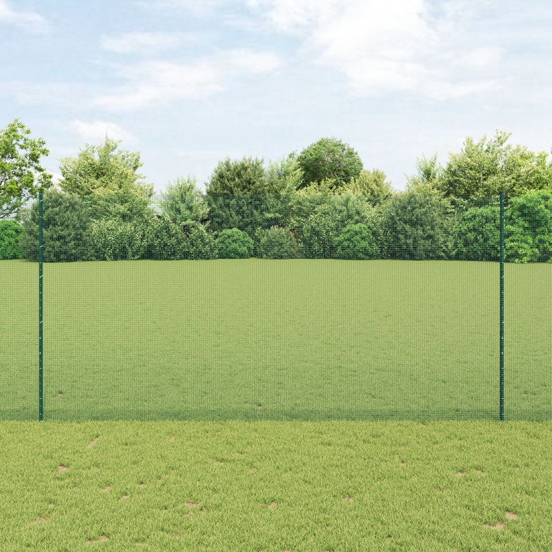 Schweissdrahtzaun mit 5 U-Posten Grün 1,6x10 m Stahl
