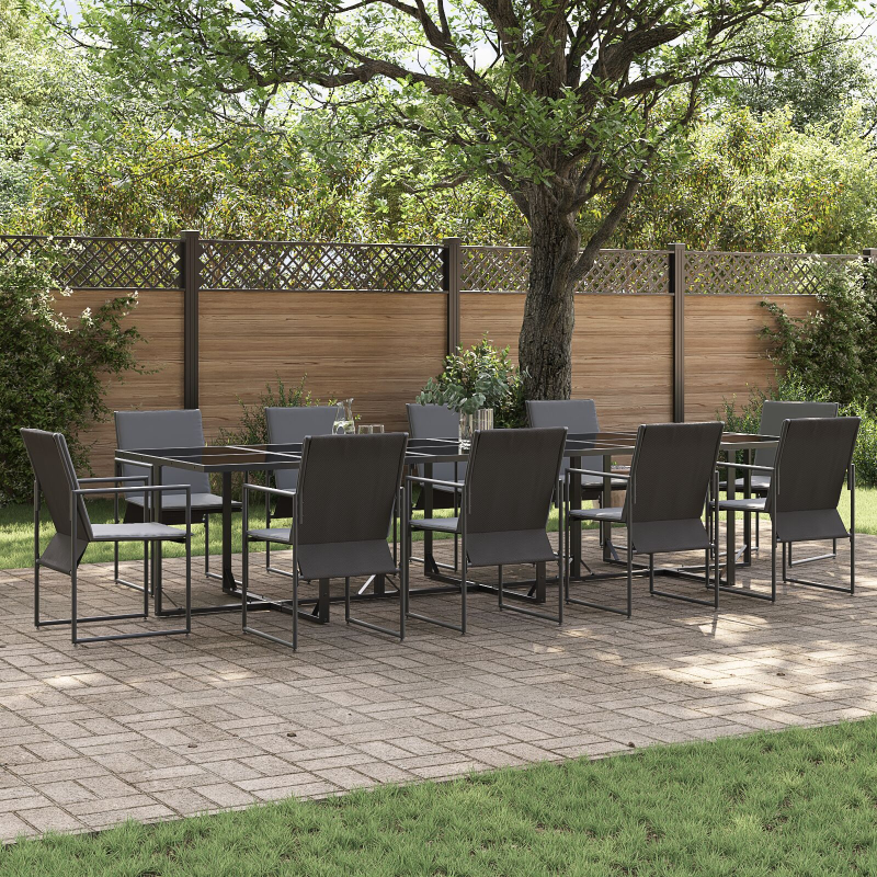 13-teiliges Garten-Esszimmer-Set mit Kissen aus Stahl und Textilene