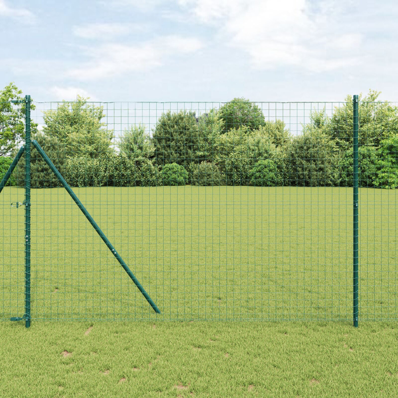 Zaunpfosten 26 Stück Grün Ø32 mm 210 cm Verzinkter Stahl