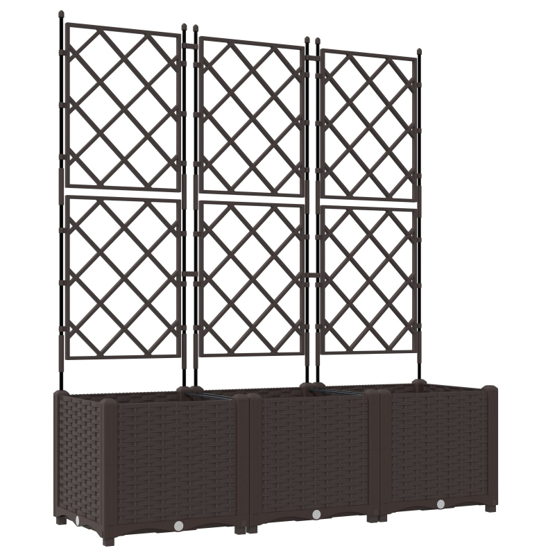 Gartenblumentopf mit Gitter 3 Stück Braun 120x40x143 cm