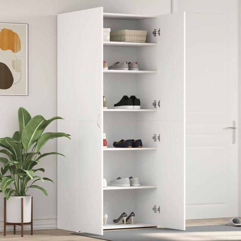 Schuhschrank Weiß 80x35.5x180 cm Holzwerkstoff