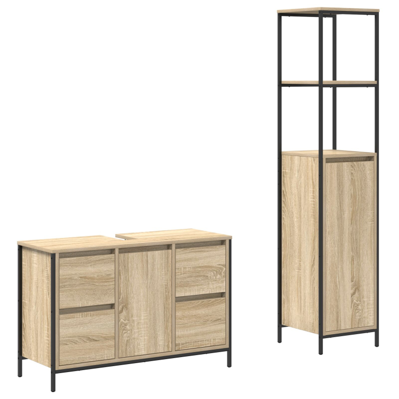 2-teiliges Badezimmermöbel-Set Sonoma-Eiche aus Holzwerkstoff