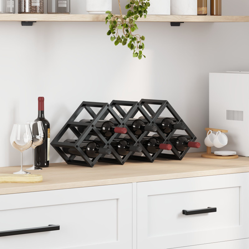 Weinregal für 9 Flaschen, 63x16,5x25 cm, pulverbeschichteter Stahl