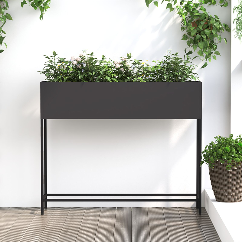 Hochbeet 100x26x82 cm Schwarz Stahl