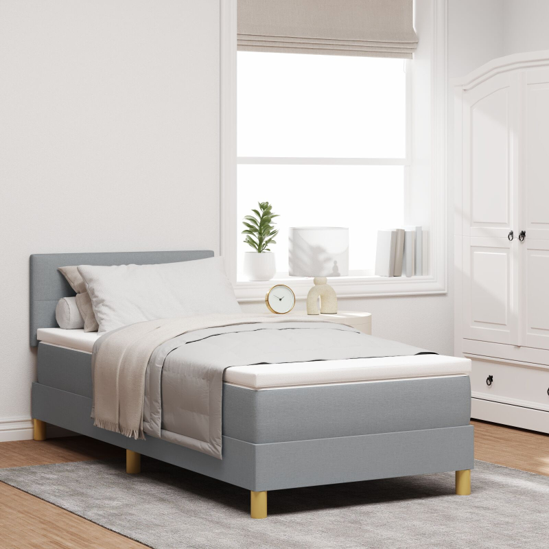 Boxspringbett mit Matratze & LED Hellgrau 100x200 cm Stoff