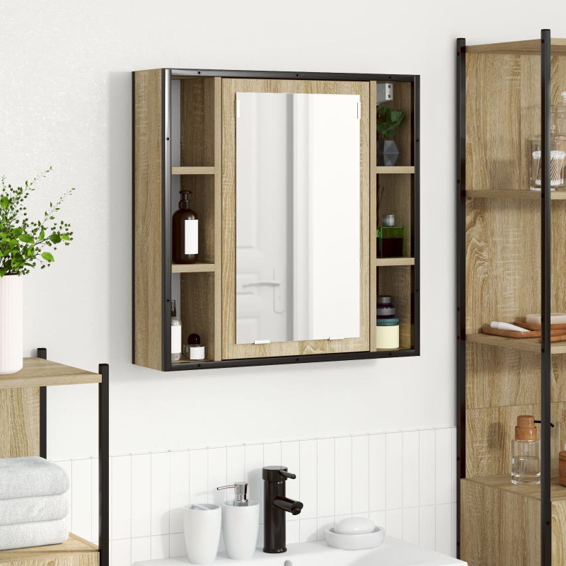 Badezimmer Waschbecken Licht Eiche Spanplatte Medium Aufbewahrung