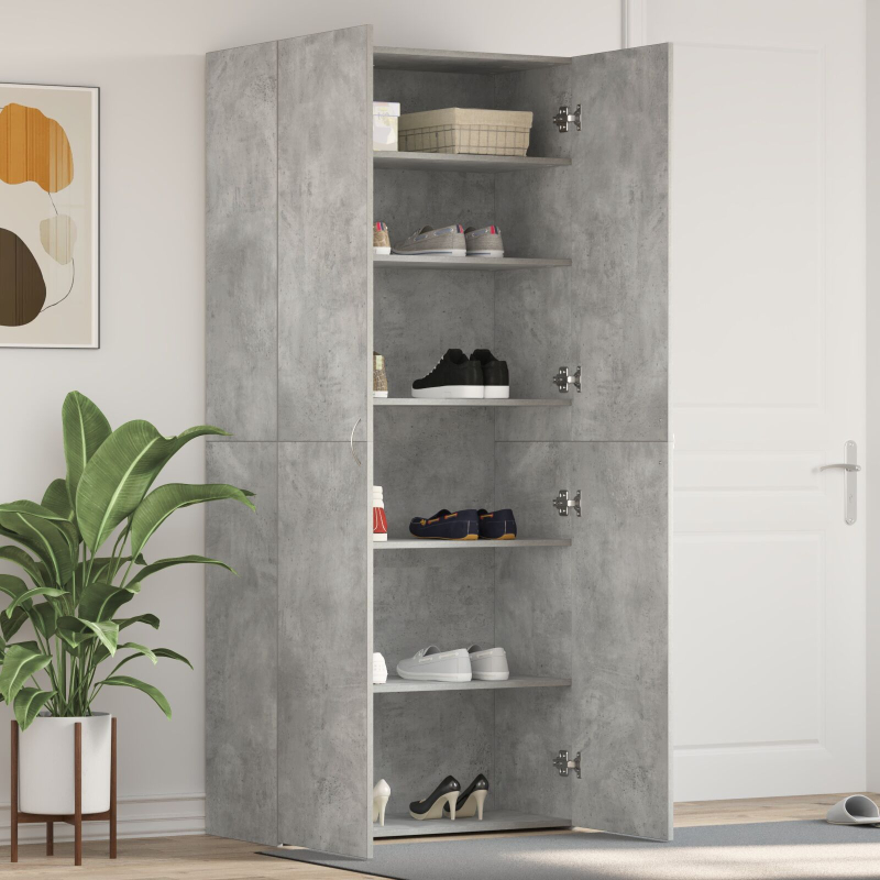 Schuhschrank Betongrau Holzwerkstoff Schuhschrank Rechteckig