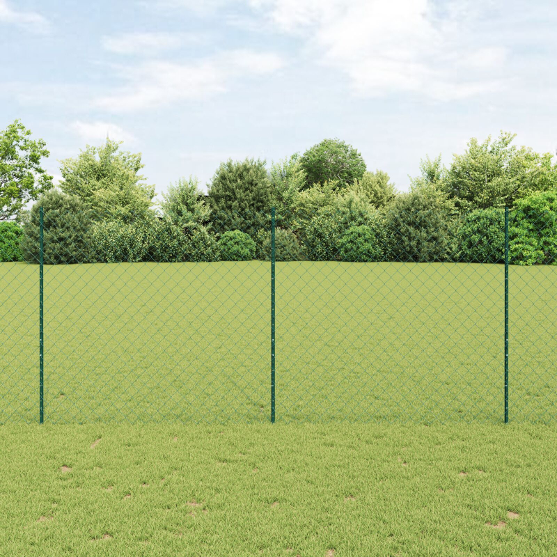 Drahtzaun mit 22 U-Pfosten Grün 1,4x25 m Stahl