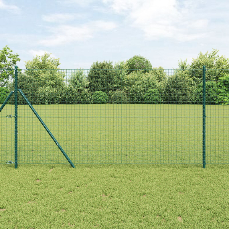 Schweißdrahtzaun mit 13 Pfosten Grün 1.4x25 m Stahl