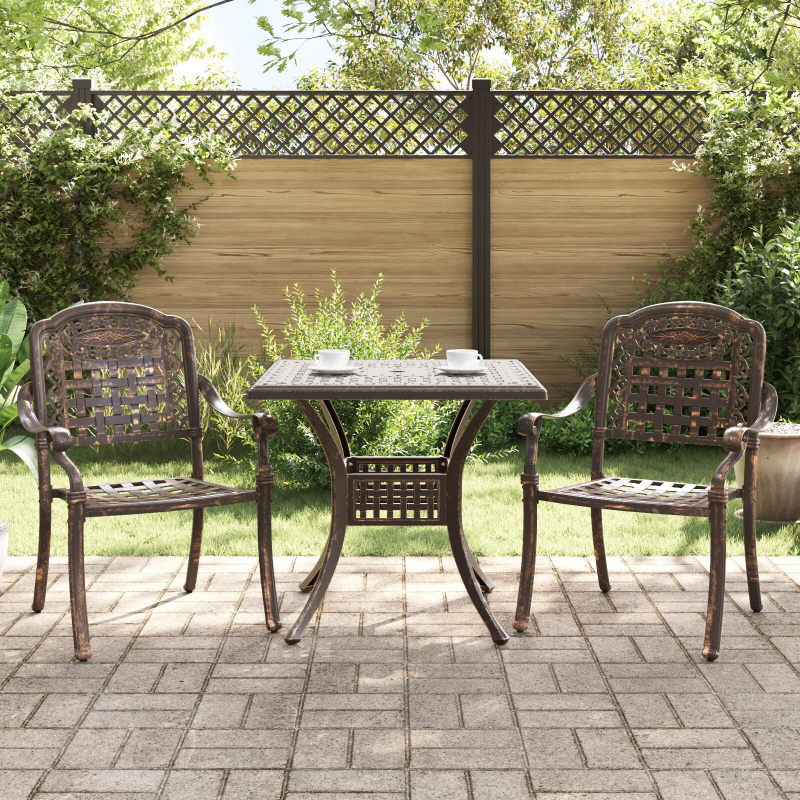 3-teiliges Garten Bistro Set Bronze Gussaluminium