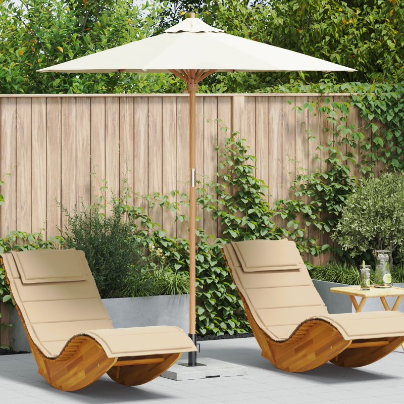 Garten-Schirm Creme Weiß 217x230 cm Bambus