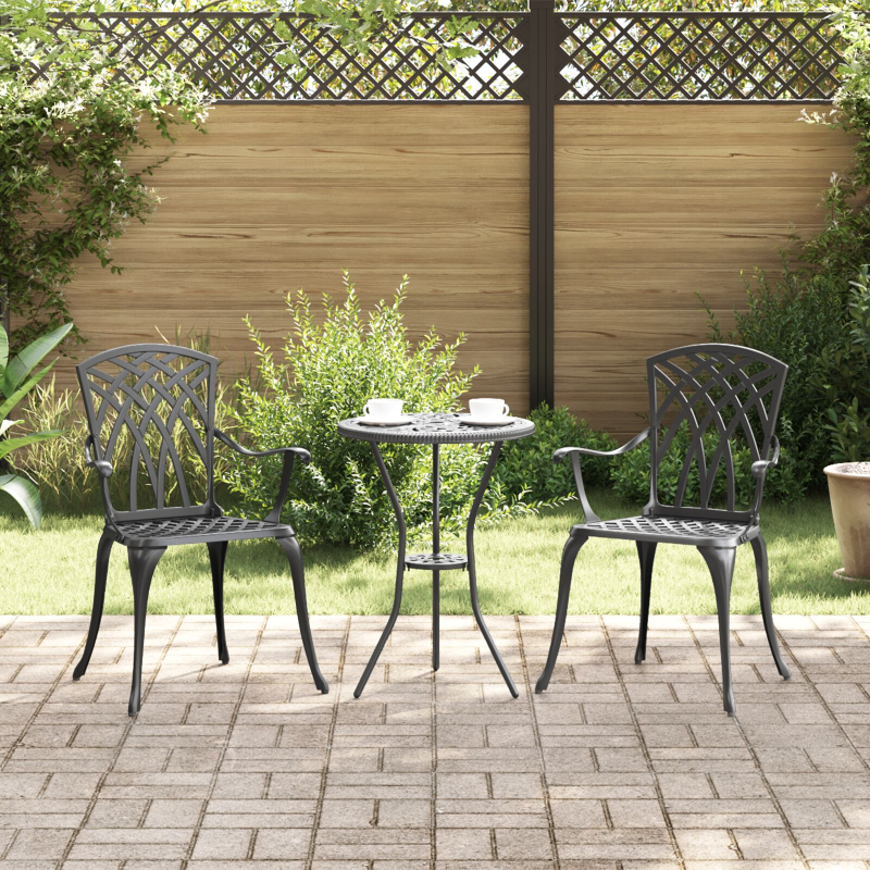 Gartenstühle 2 Stück Schwarz Gussaluminium