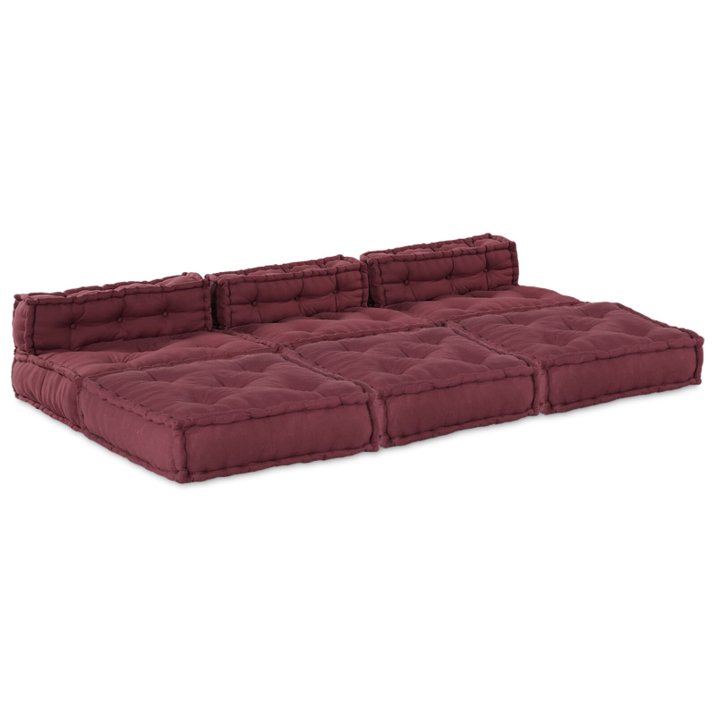 Modulare Poufs 4er Set in Burgunderrot