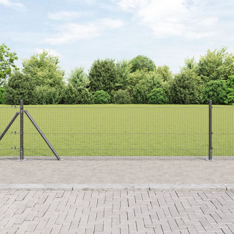 Graues Zaunpfosten-Set Set aus 2 Grau Metall 25 x 0.5 m Robust