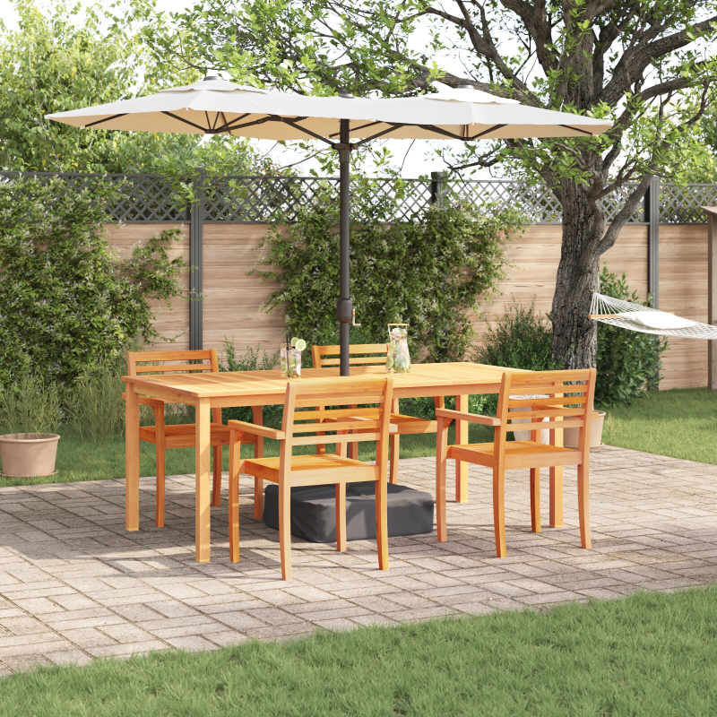 7-teiliges Gartentisch-Set aus massivem Holz-Akazie