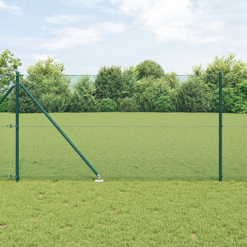 Geschweißter Drahtzaun mit 13 Spike-Posts Grün 1x100 m Stahl