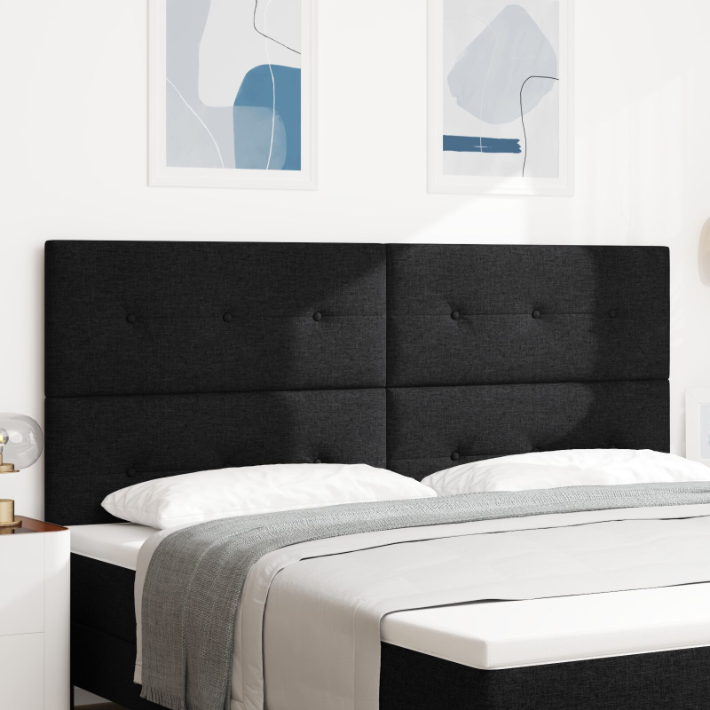 Kopfteil mit Knopfheftung Schwarz 200 cm Stoff
