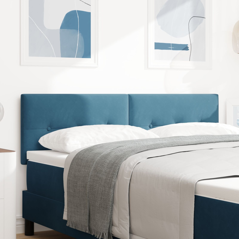 Kopfteil Mit Knopfsteppung Mitternachtsblau 160 cm Samt