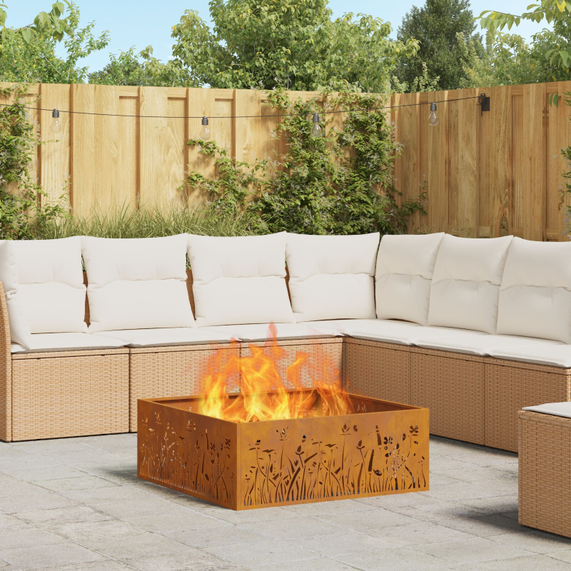 Feuerstelle Quadrat 80x80x30 cm Wetterbeständiger Stahl