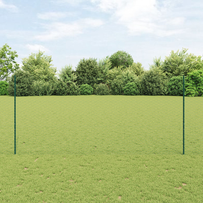 Zaunpfosten 5 Stück U-Kanal Grün 140 cm Stahl, Sechseckzaun Grün 1,4x10 m Stahl