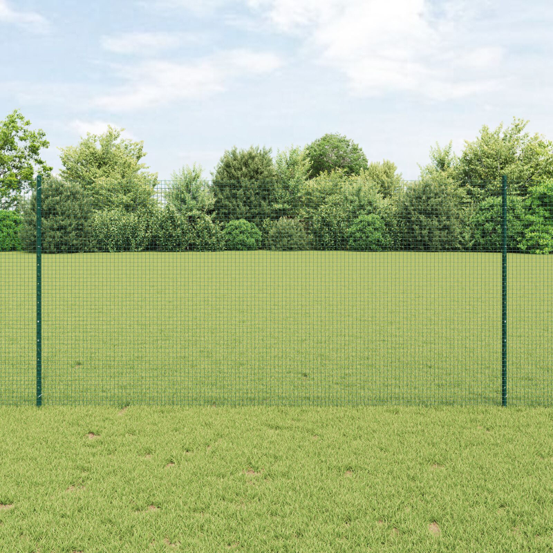 Geschweißter Drahtzaun mit 11 U Pfosten Grün 1,2x25 m Stahl