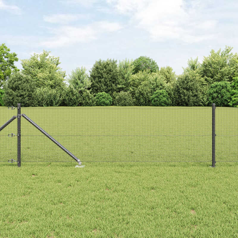 Graues Zaunpfosten Set 2er Set Grau Verzinkter Stahl 10 x 0.5 m