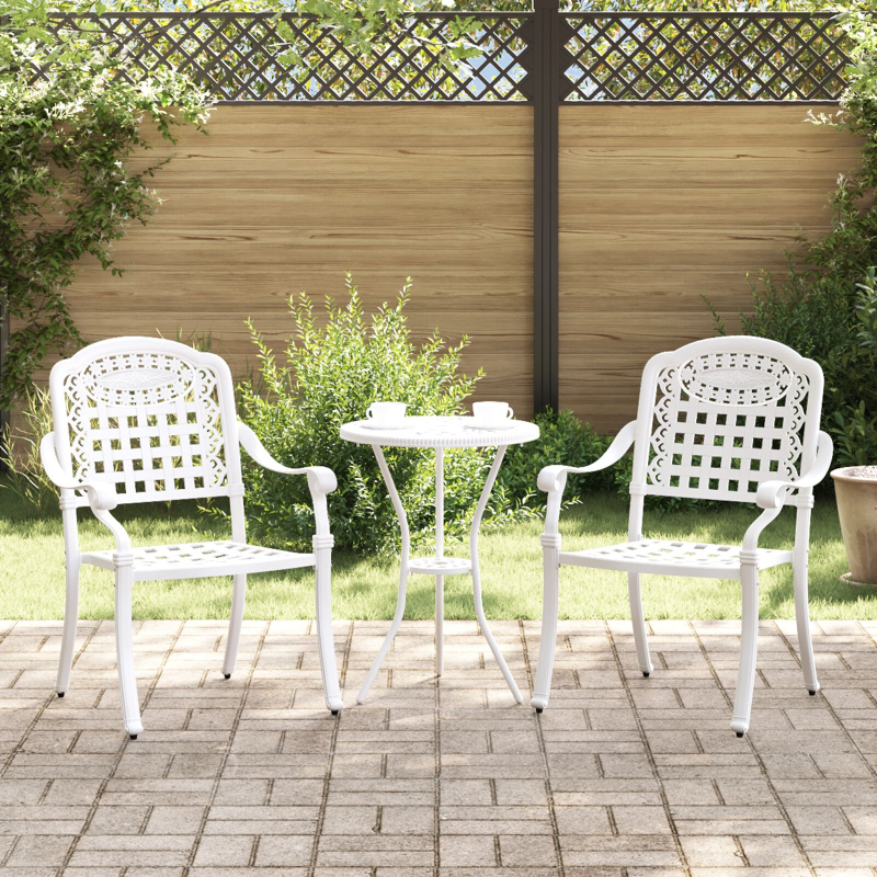 Gartenstühle 2er Set Weiß Gusseisen