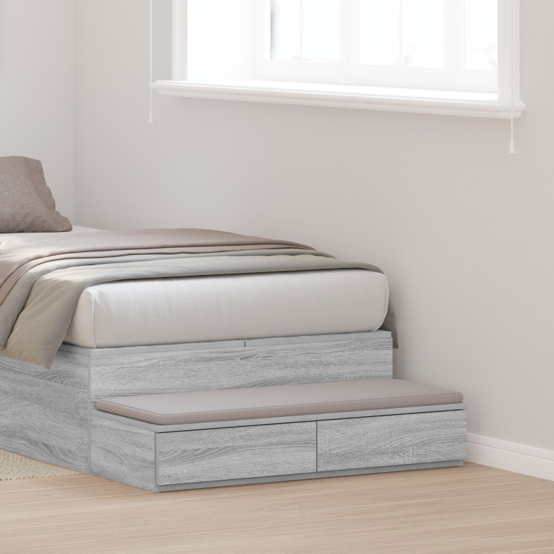 Bett mit Schubladen Grau Sonoma 90x36,5x16,5 cm Holzwerkstoff