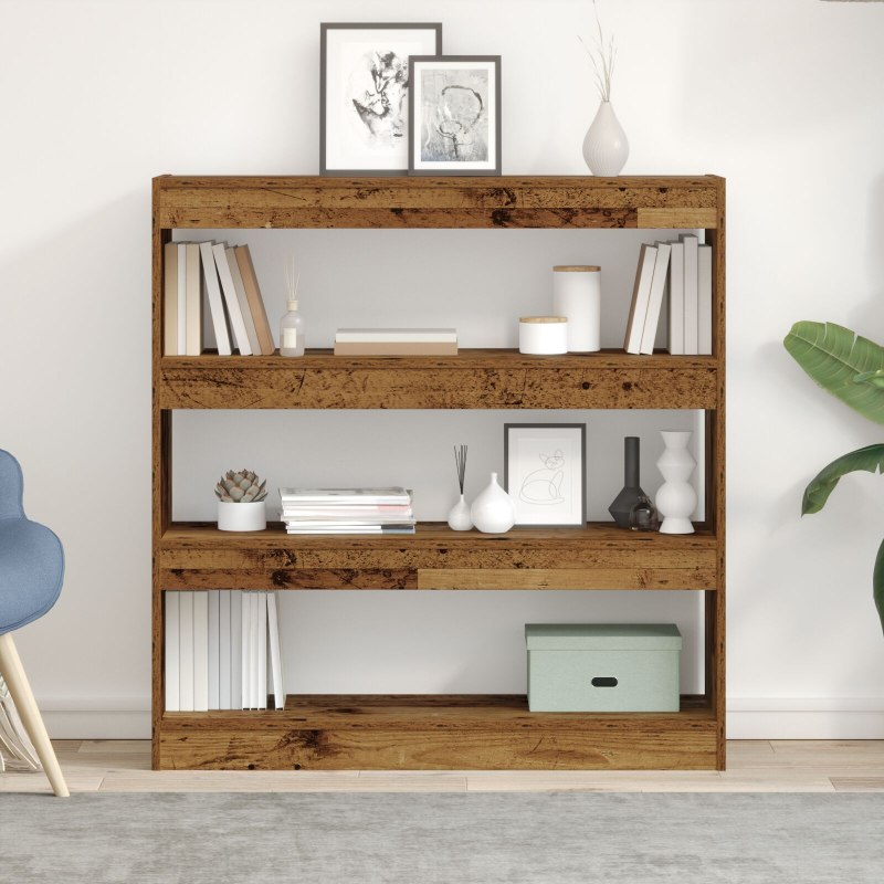 Bücherregal/Raumteiler - Rustikales Holz - 100x30x103cm - Holzwerkstoff