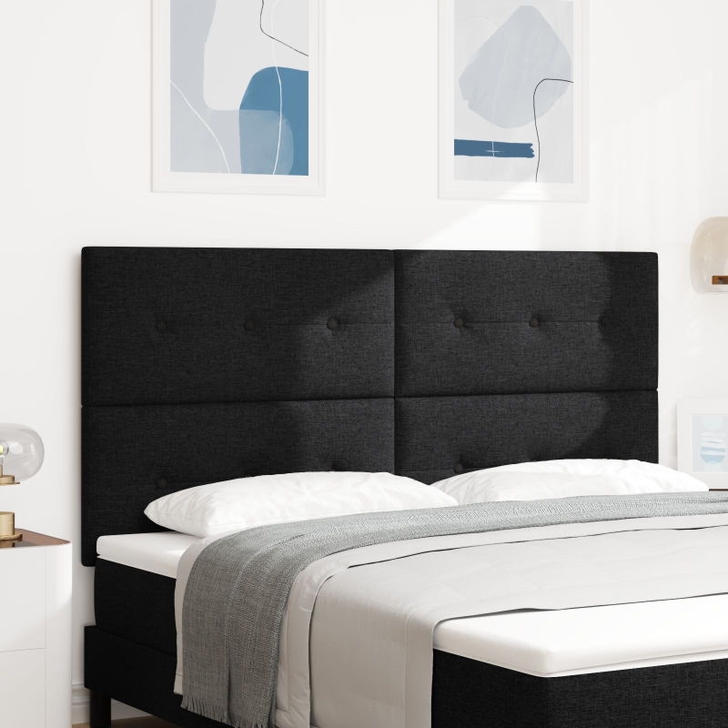 Kopfteil Mit Knopfheftung Schwarz 180 cm Stoff