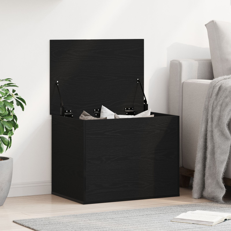 Aufbewahrungsbox mit Deckel Schwarz Eiche 60x42x46 cm Ingenieurholz