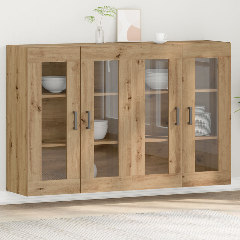 Wandmontierter Schrank Set aus 2 Artisan Eiche Holzwerkstoff