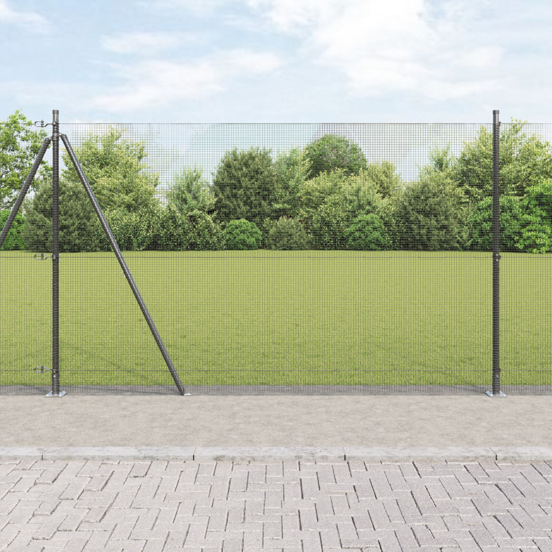 Zaunpfosten-Set 2er Set Grau Metall, PVC 25 x 1,5 m Langlebig
